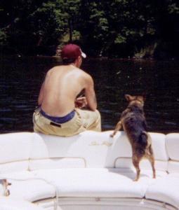 Chris McKinzie fishing off boat